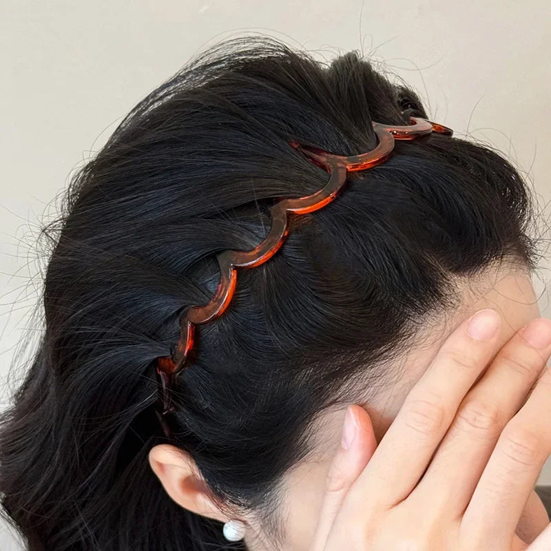 Fashion Wave Headbands for Women Solid Color Toothed Non-slip Hair Bands Girl Face Wash Sports Hairbands Hair Accessories