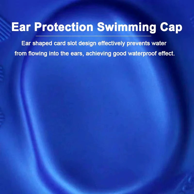DIZETION Waterproof Swimming Cap High Elasticity Ears Protection Large Silicone Diving Cap for Enhanced Comfort and Durability
