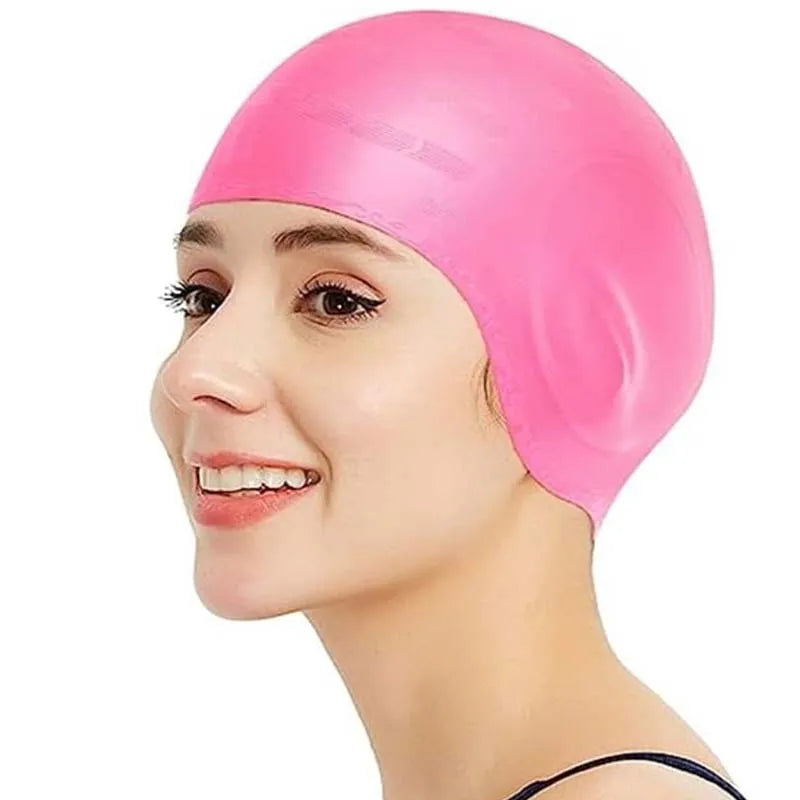 DIZETION Waterproof Swimming Cap High Elasticity Ears Protection Large Silicone Diving Cap for Enhanced Comfort and Durability