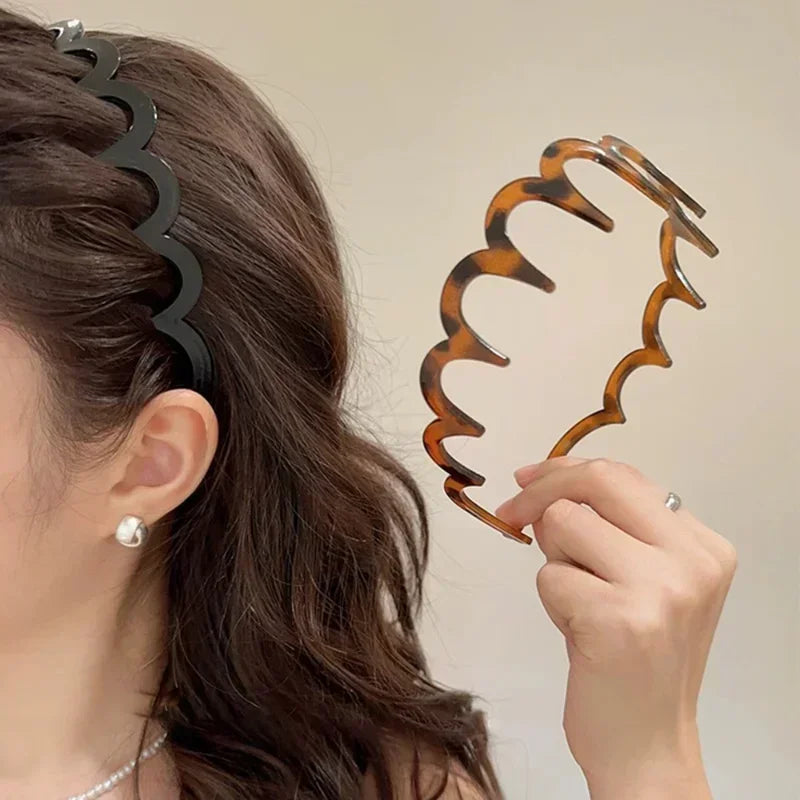 Fashion Wave Headbands for Women Solid Color Toothed Non-slip Hair Bands Girl Face Wash Sports Hairbands Hair Accessories