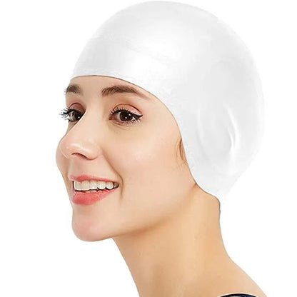 DIZETION Waterproof Swimming Cap High Elasticity Ears Protection Large Silicone Diving Cap for Enhanced Comfort and Durability
